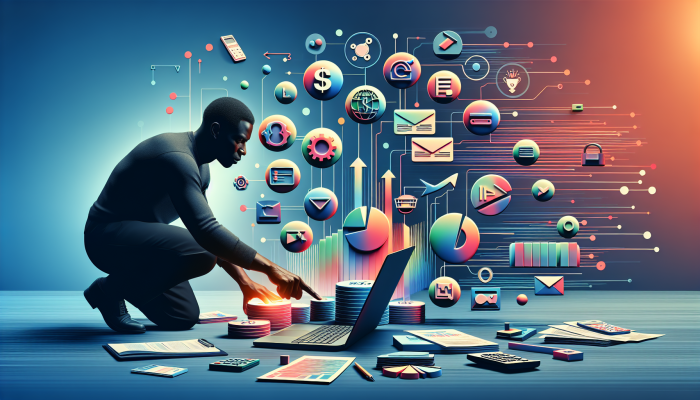 Beginning the Debt Consolidation Process with Poor Credit: A Comprehensive UK Guide | DCL An individual reviewing financial documents and setting up direct debits on a laptop, with graphs illustrating an improving credit score.