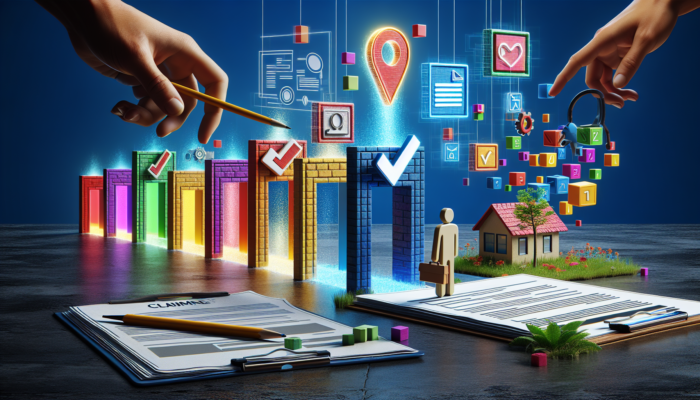 An engaging interface displaying the steps to set up Google My Business, including claiming and verifying a business, and entering essential details.