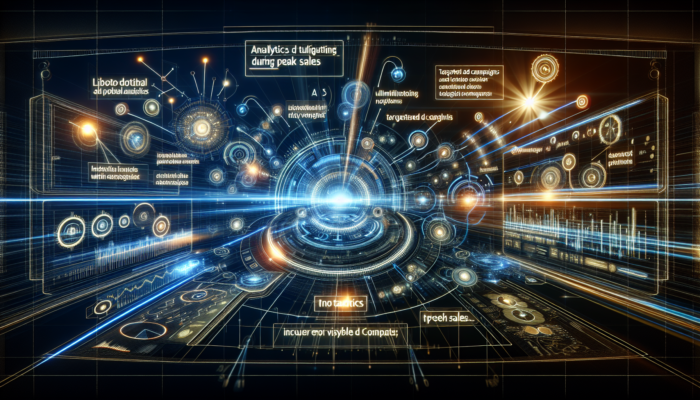 Futuristic interface of Bing Places for Business featuring Bing Ads, showcasing analytics and targeted campaigns during peak sales periods.