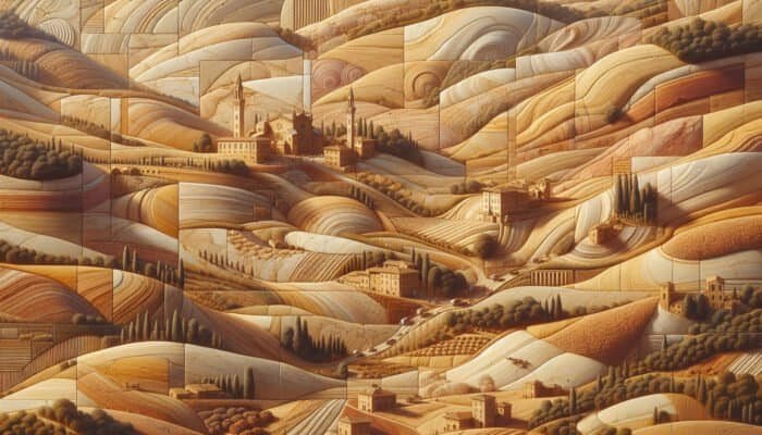 Close-up of Tuscany limestone showcasing warm hues from creams to golden browns, highlighting unique textures and earthy tones.