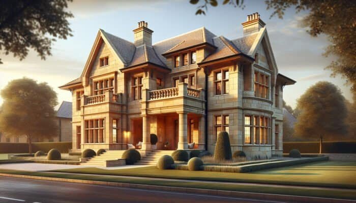 Luxurious West Lothian home featuring Tuscany limestone exteriors, elevating market value and sophistication.
