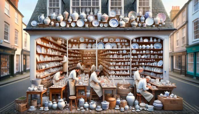 A charming East Calder porcelain repair shop where artisans restore ceramics, providing personalised consultations.