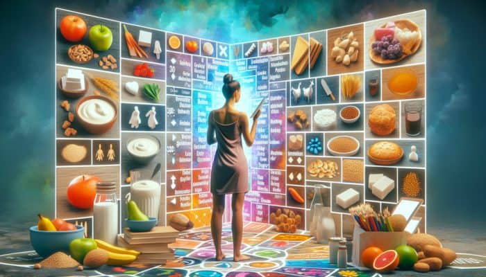 Exploring the Whole30 Challenge: A person evaluating eliminated foods like dairy, grains, and sugar, observing their body's responses during a 30-day dietary reset.