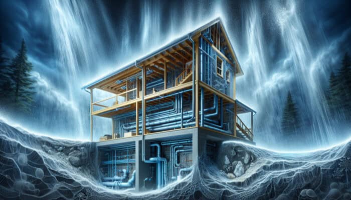 Cross-section of a home's crawl space in West End, Vancouver, with an efficient drainage system and effective moisture control during periods of heavy rainfall.
