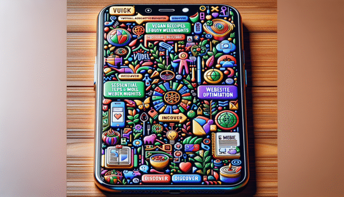 Smartphone screen illustrating clickable title tags with action words like "Discover" and "Unlock" highlighted.