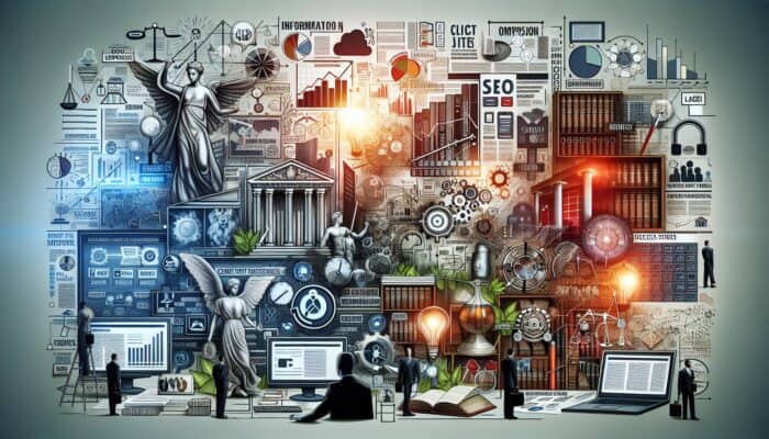 Modern law firm website with articles, videos, infographics on legal concepts, client success stories, SEO optimized.