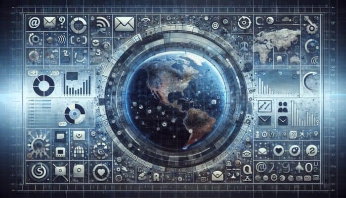 A digital interface showcasing email frequency settings alongside a graph of subscriber engagement, set against a backdrop of a global communication network.