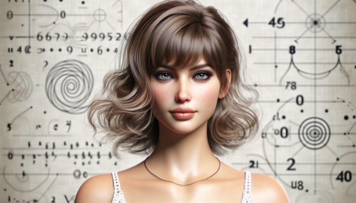 A stylish woman with soft, wispy Jane Birkin bangs framing her face, adaptable to straight or curly hair for effortless chic occasions.