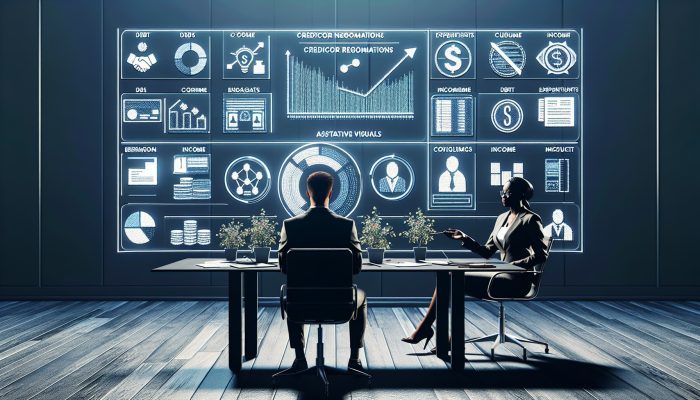 Consolidating Debt with a UK DMP in Place: Key Steps | DCL A focused individual at a desk reviews financial documents and charts with a UK debt charity advisor guiding towards recovery.