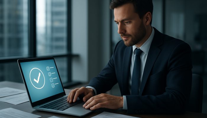 Double Checking Contact Details for Firms: UK Guide | DCL Professional verifying UK firm contacts on laptop against glowing Companies House records